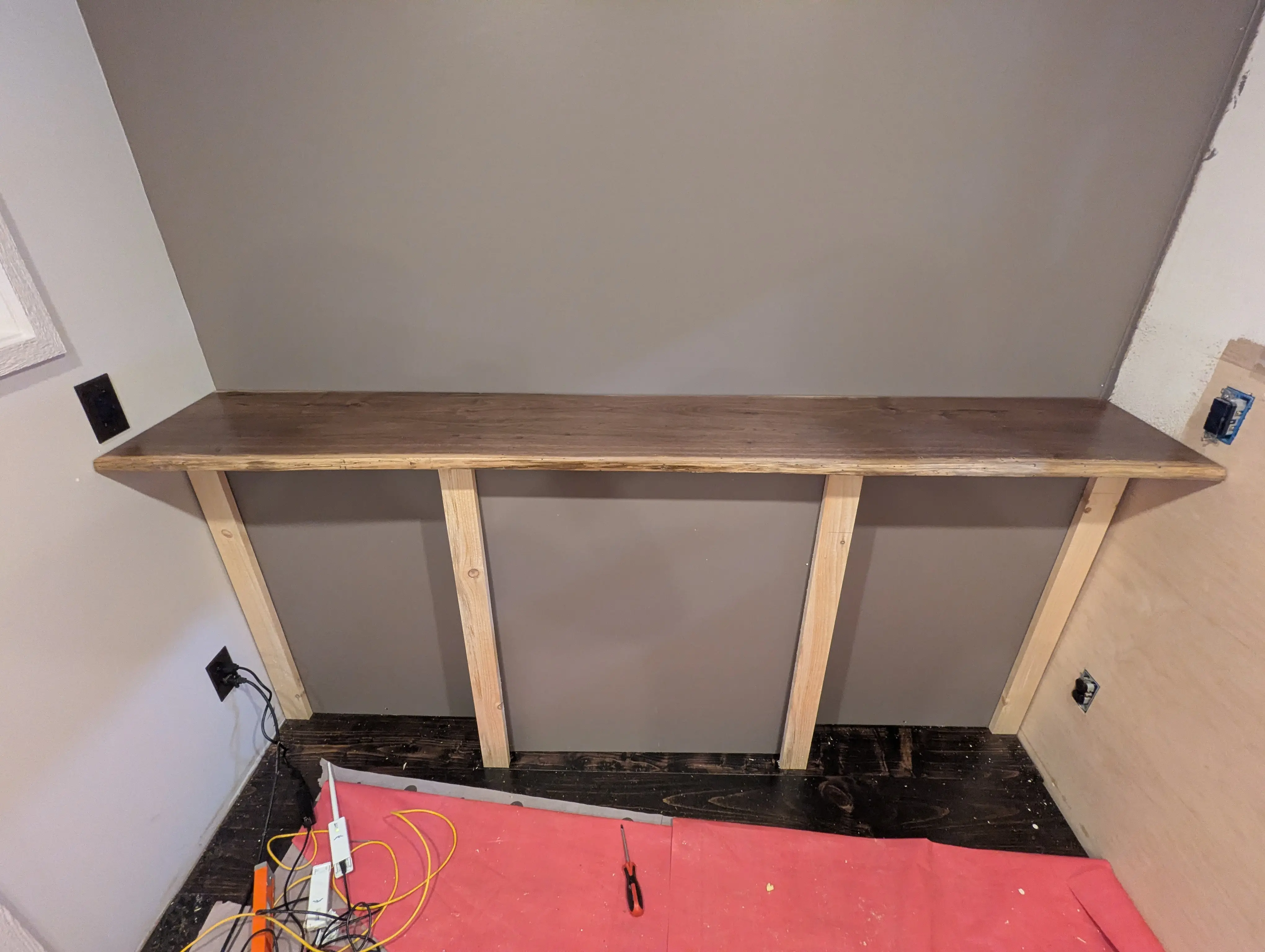 Finished bartop installed in the Swig Rig after sanding
