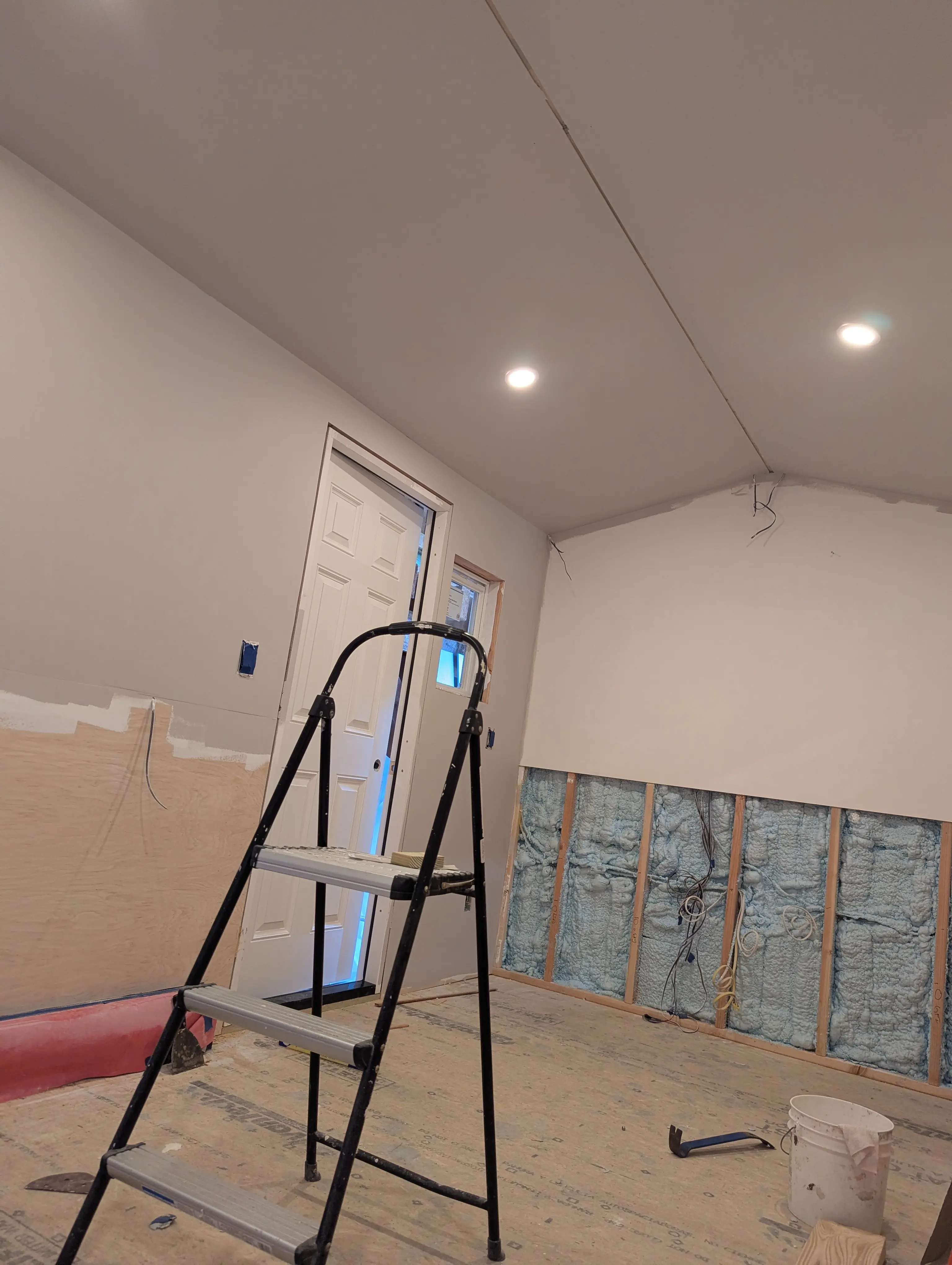 Painting the ceiling and side walls of the Swig Rig interior